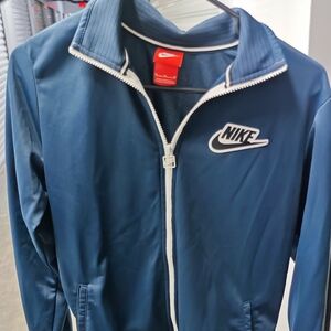 Nike Navy and White Zip-Up Jacket